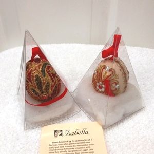 XMAS Hand Painted Real Egg Ornaments Set of 2 by Isabella